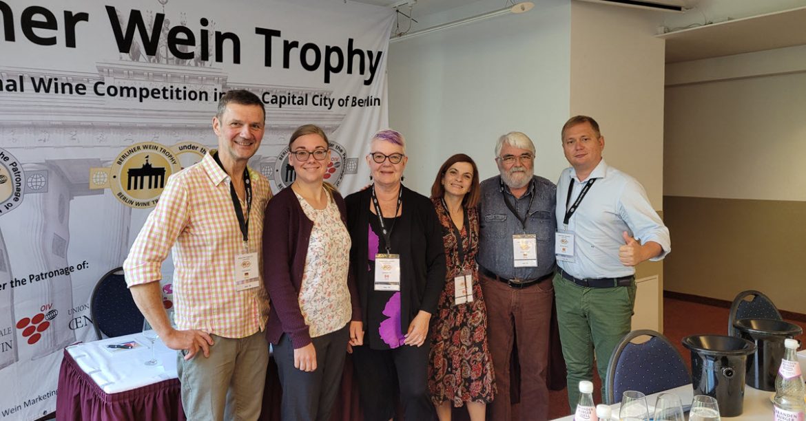 Laurel and her fellow judges at the Berliner Wine Trophy competition in Berlin, Summer 2022