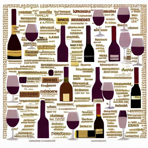 Cartoon of multiple bottles of wine showing made-up and unreadable grape names