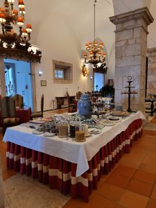 Breakfast table at the Pousada in Estremoz