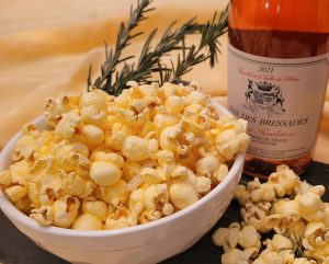 Rosemary and olive oil popcorn with rosé from Provence